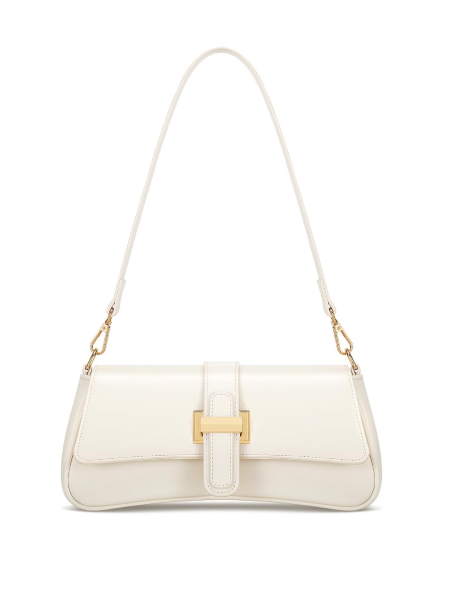 Cream Shoulder Bag With Gold Hardware